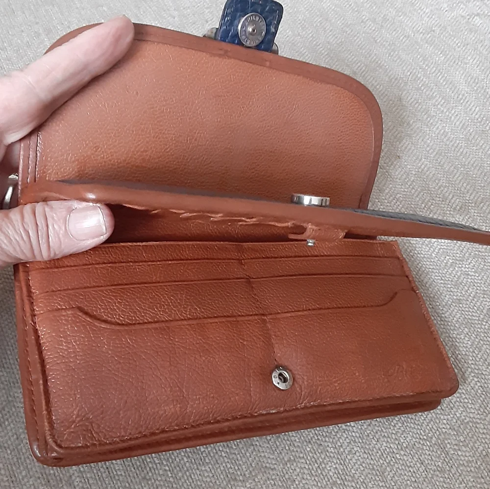 Brighton Blue and Brown leather wallet with Silver Buckle